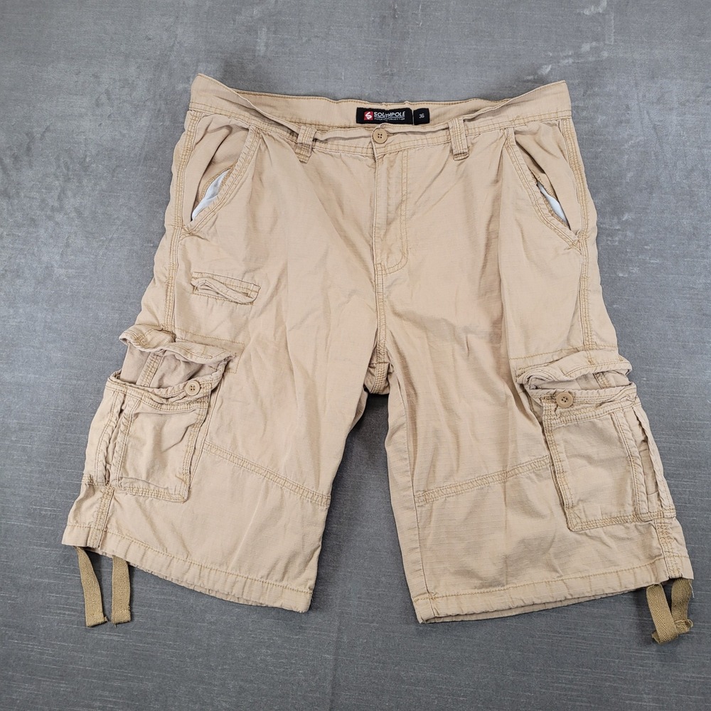 Southpole‎ Mens Size 36 Tan Ripstop Cargo Shorts Authentic Collection Khaki Y2K